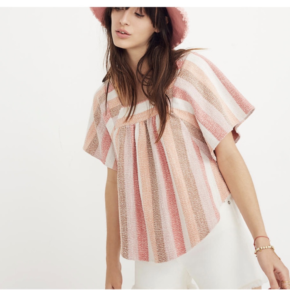 Madewell Texture & Thread Butterfly Top in Sherbet Stripe Small